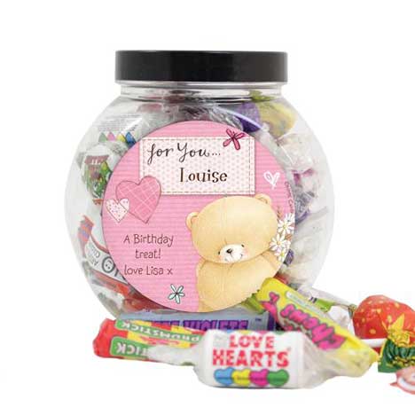 Personalised Forever Friends Pink Craft 250g Sweet Jar £8.99